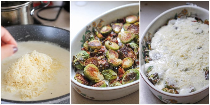 Process shots if making brussels sprouts with cheese sauce