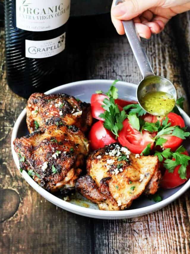 Mediterranean Style Olive Oil Chicken Thighs Eating European