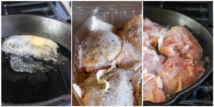 Process shots of making chicken chasseur