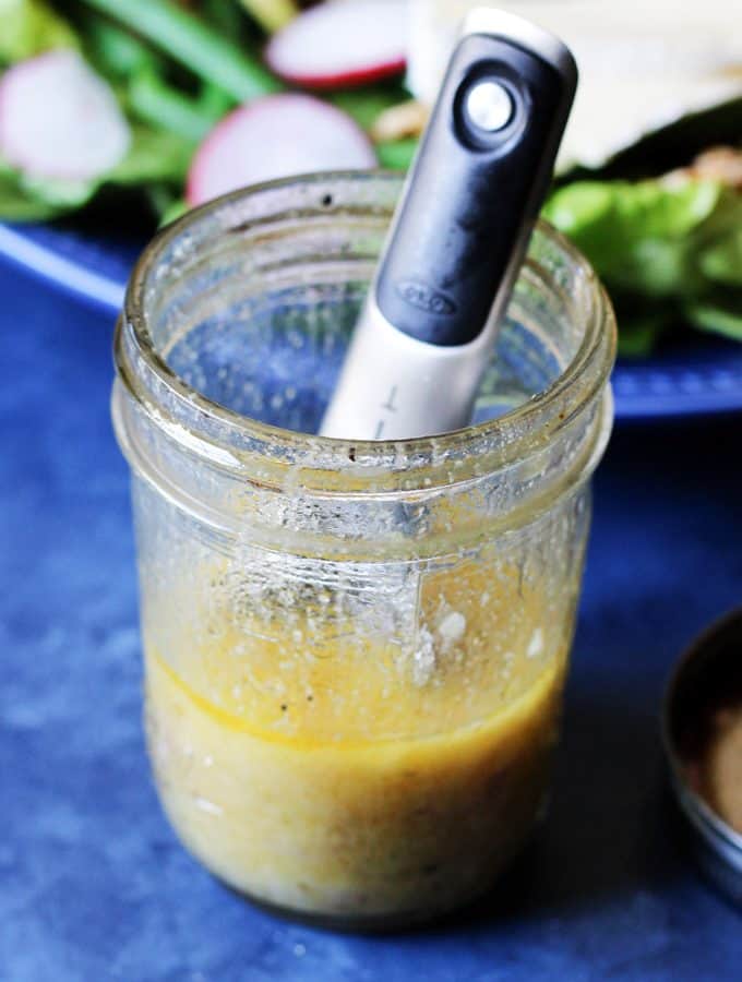 French Salad Dressing in Mason jar with spoon