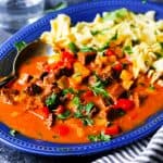 Easy Hungarian Goulash from Instant Pot on a plate