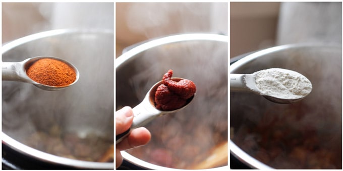 Process photos of making goulash