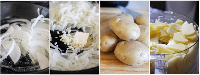 Process shots of making Boulangere Potatoes 