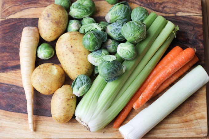 Ingredients for brussels sprouts soup