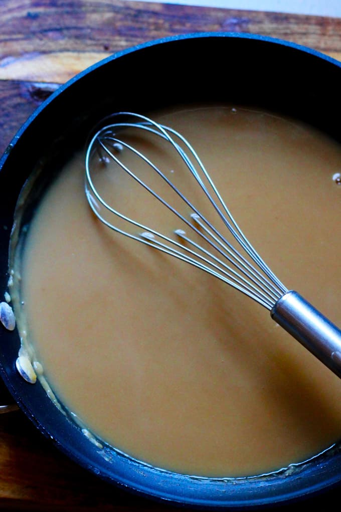 Easy homemade gravy in a pan