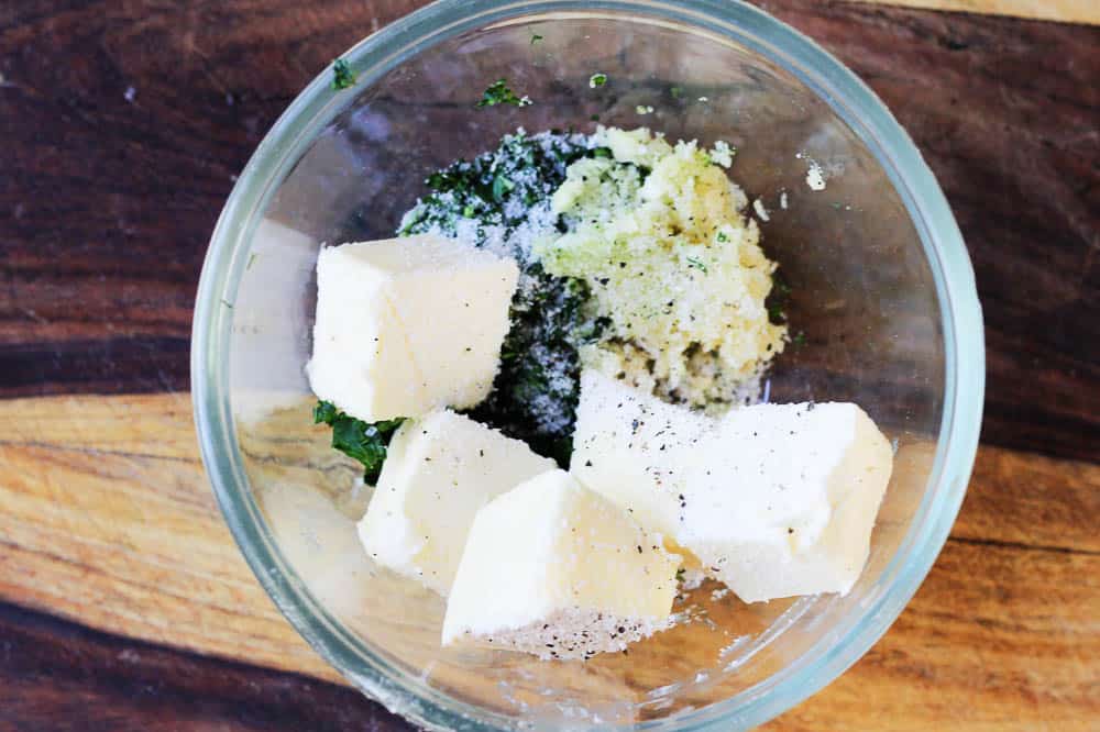 Compound butter ingredients in a bowl
