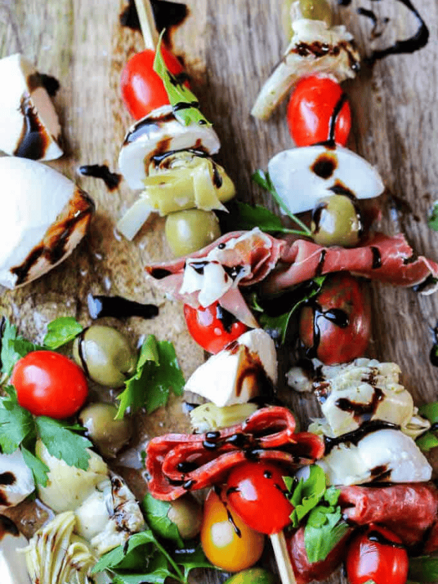 Italian Antipasto Skewers with Balsamic Reduction