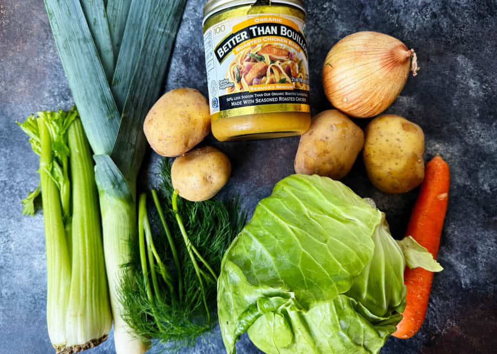 Ingredients for cabbage soup recipe