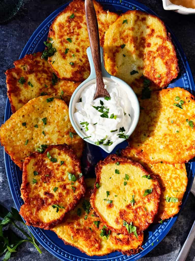 German potato pancakes with dipping sauce