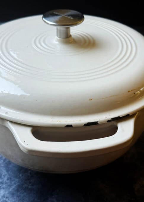 Dutch oven with lid on