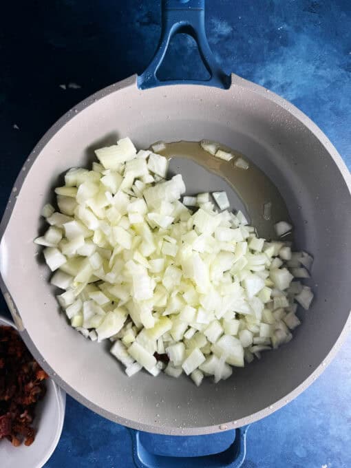 Chopped onions in the skillet