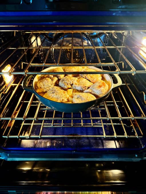 Uncovered dish in the oven