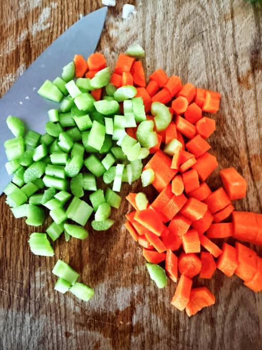 Chopped up carrots and celery