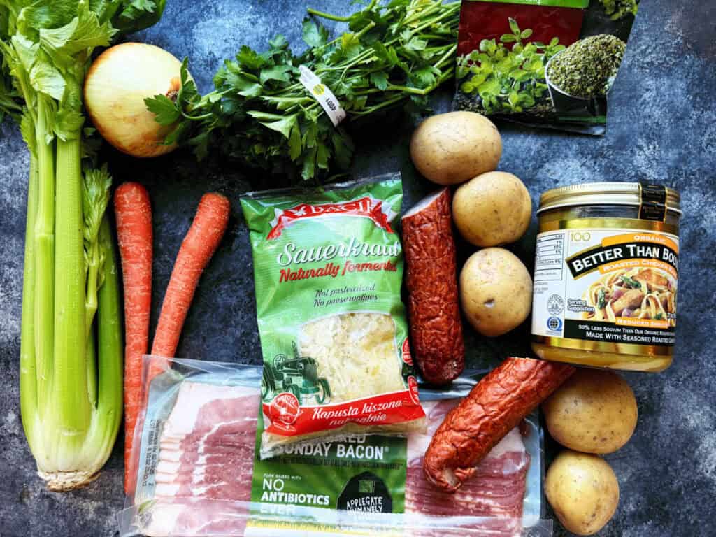 Ingredients for the sauerkraut soup