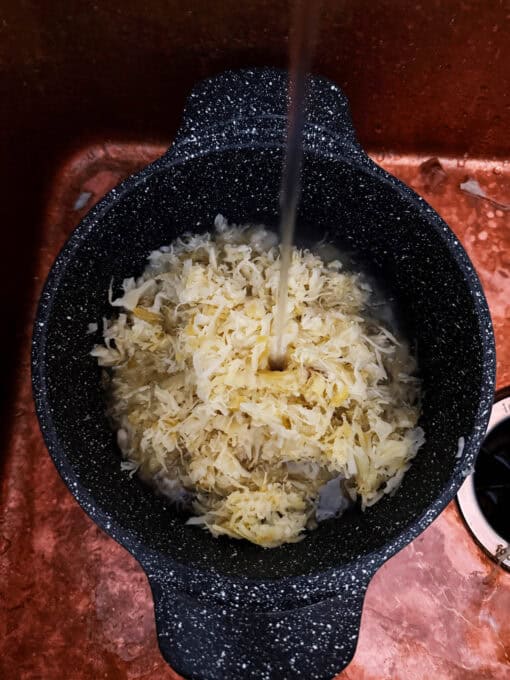Sauerkraut cooking in a pot