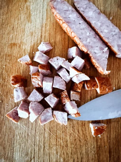 Cutting kielbasa